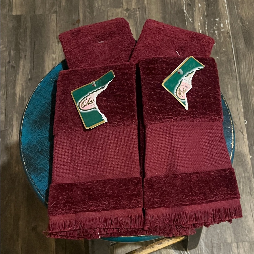 Charles Crafter Burgundy, 14 Count Cross Stitch Finger Towels